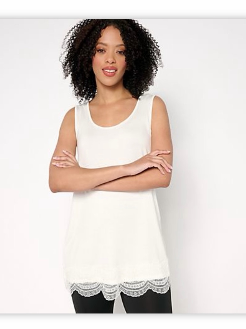Logo layers 2- Sleeveless Scoop Neck Tank Tops Marshmallow & Black 1X